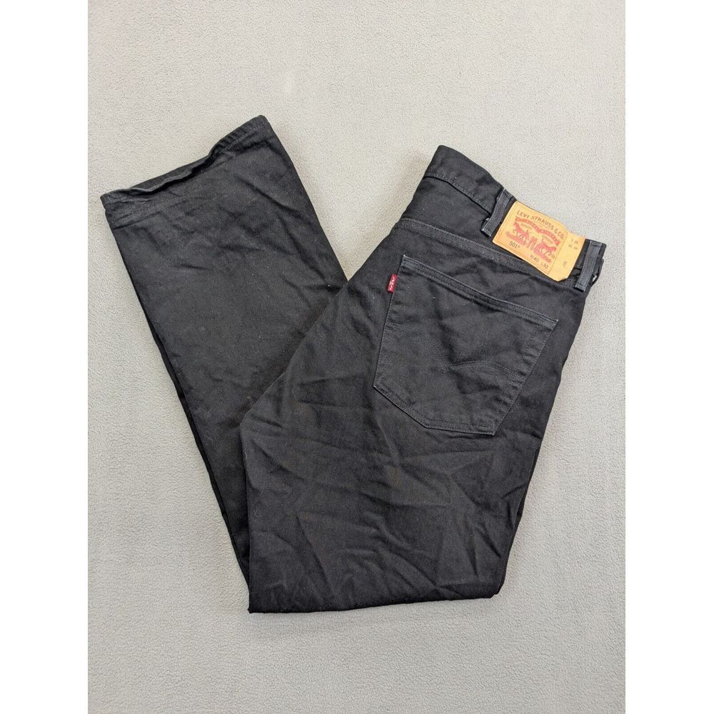 Levis 501 Jeans Mens 40x32 Black Denim Button Fly Pants Trousers Straight Cotton